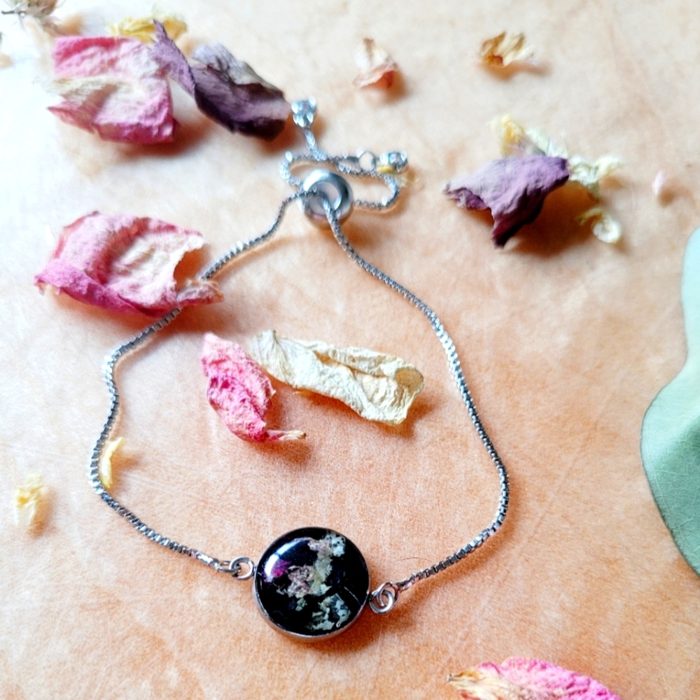 Real Floral and Stainless steel bracelet
